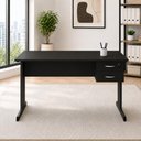 Ver imagem 1 de Mesa Escrivaninha Pés Metal 120cm x 60cm com Gaveteiro Suspenso 2 Gavetas F5 Office Cor:Preto
