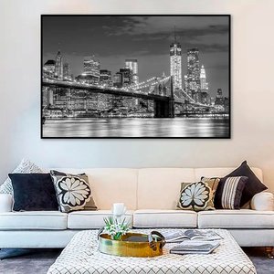 Quadro Decorativo Paisagem New York com Moldura Caixa, Ideal para Ambiente de Sala e Quarto