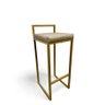 Banqueta Alta Industrial  Cozinha Bar Balcão Bistrô Quadro Estofado Bege Metalon Dourado - 1