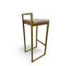 Banqueta Alta Industrial  Cozinha Bar Balcão Bistrô Quadro Estofado Bege Metalon Dourado - 2