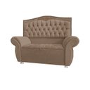 Ver imagem 1 de KIT Cabeceira + Recamier Baú Dunas Dubái veludo Bege Linha Alta 1,95 Casal Dalaqua-Decor