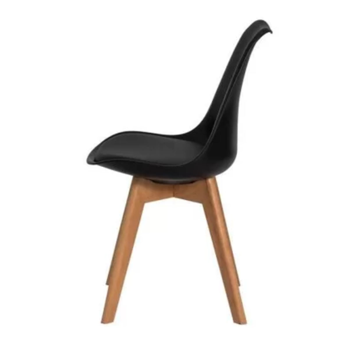 Cadeira para Sala de Estar Saarinen Leda Sked Lena Base Wood Design Preta - 3