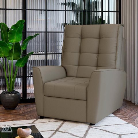 Poltrona do Papai Reclinável Marrom Taupe Suede Parma Shop Jm