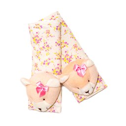 Kit 2 Peças Almofada Pescoço e Protetor de Cinto Bebê e Infantil Ursa Floral Lilás e Rosa - 3