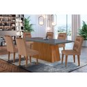 Ver imagem 1 de Conjunto: Mesa de Cozinha Luna C/ Tampo de Vidro Canto Curvo 180x90cm e 6 Cadeiras Imperatriz Imbuia
