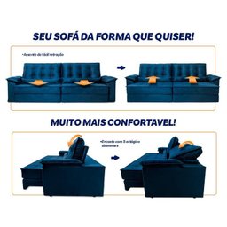 Sofá Retrátil Reclinável 230cm Ascari Suede Velut com molas Ensacadas - King House - 5