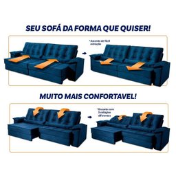 Sofá Retrátil Reclinável 230cm Ascari Suede Velut com molas Ensacadas - King House - 4