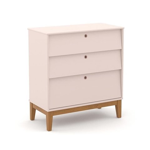 Cômoda Infantil Unique 3 Gavetas Rosê/eco Wood - Matic Móveis