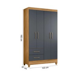 Guarda Roupa Chile 103cm 4 Portas Freijó Cinza Moval - 4