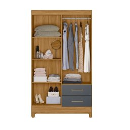 Guarda Roupa Chile 103cm 4 Portas Freijó Cinza Moval - 3