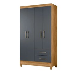 Guarda Roupa Chile 103cm 4 Portas Freijó Cinza Moval - 2