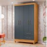 Guarda Roupa Chile 103cm 4 Portas Freijó Cinza Moval - 1