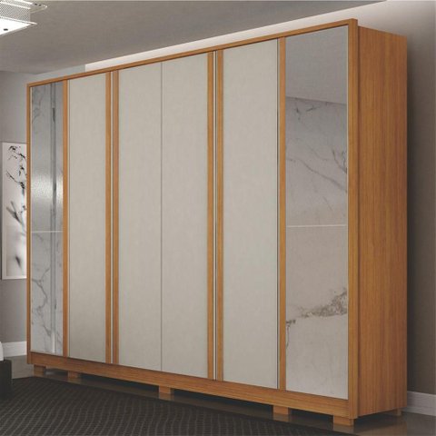 Guarda Roupa Casal Palazzo 6 Portas de Bater 6 Gavetas MDF Cinamomo-Off White Arbo Design