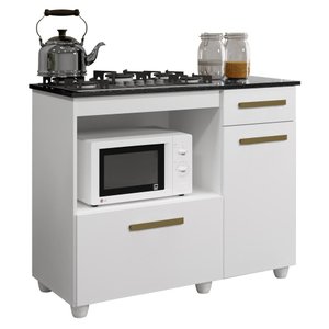 Balcão para Cooktop 4 Bocas com 2 Portas Kaiki Móveis Violeta Branco