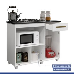 Balcão para Cooktop 4 Bocas com 2 Portas Kaiki Móveis Violeta Branco - 7