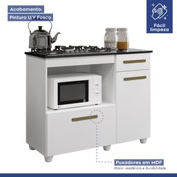 Balcão para Cooktop 4 Bocas com 2 Portas Kaiki Móveis Violeta Branco - 5