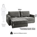Ver imagem 3 de Sofá-Cama Retrátil e Reclinável com Baú 3 Lugares 220cm Corozal Yescasa