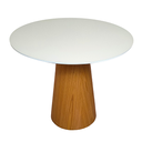 Ver imagem 2 de Mesa de Jantar Cone 90 cm Base Madeira Freijó Tampo Laca + Vidro - Branco