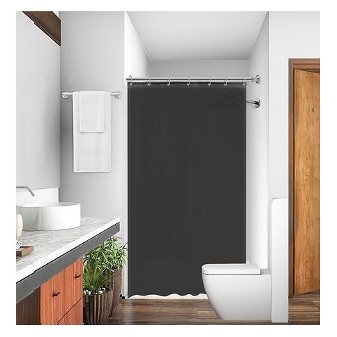 Cortina Box de Tecido Poliéster com Gancho:preto