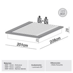 Cama Japonesa King Size Baixa sem Cabeceira Mdf Tw29 Dalla Costa - Freijó - 3