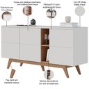 Ver imagem 5 de Kit Para Sala De Jantar Buffet Íris Com Cristaleira Martin C04 Off White Matte Freijó - Lyam