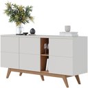 Ver imagem 4 de Kit Para Sala De Jantar Buffet Íris Com Cristaleira Martin C04 Off White Matte Freijó - Lyam