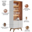 Ver imagem 6 de Kit Para Sala De Jantar Buffet Íris Com Cristaleira Martin C04 Off White Matte Freijó - Lyam