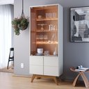 Ver imagem 3 de Kit Para Sala De Jantar Buffet Íris Com Cristaleira Martin C04 Off White Matte Freijó - Lyam