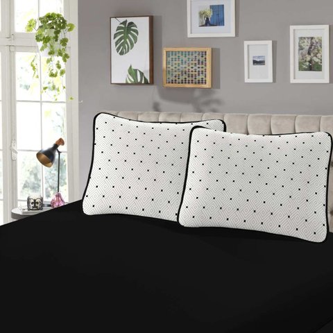 Jogo de Cama Solteiro Malha Estampado Rubi 100% Algodão 02 Peças Milão/preto Sbx 29455