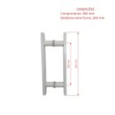 Ver imagem 3 de Puxador H duplo 30x20cm reto barra chata para porta de vidro e portão - Branco