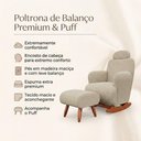 Ver imagem 3 de Poltrona de Amamentação Aurora com Puff Balanço Madeira Maciça Tecido Chenille Francês Bege
