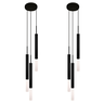 Kit 2 Pendentes Teto Luminária Tubo Triplo Difusor Preto - 1