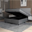 Ver imagem 3 de Cama Box Baú Queen Colchão Molas Ensacadas Mirage 158x198x65cm Cinza/Branco Umaflex