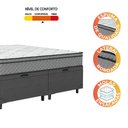 Ver imagem 6 de Cama Box Baú Queen Colchão Molas Ensacadas Mirage 158x198x65cm Cinza/Branco Umaflex