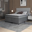Ver imagem 2 de Cama Box Baú Queen Colchão Molas Ensacadas Mirage 158x198x65cm Cinza/Branco Umaflex