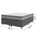 Ver imagem 4 de Cama Box Baú Queen Colchão Molas Ensacadas Mirage 158x198x65cm Cinza/Branco Umaflex