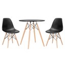 Ver imagem 1 de Conjunto de Mesa Redonda Eames 70cm Preto + 2 Cadeiras Eiffel Dsw Preto