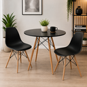 Ver imagem 1 de Conjunto de Mesa Redonda Eames 70cm Preto + 2 Cadeiras Eiffel Dsw Preto