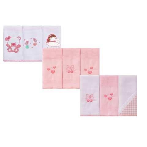 Kit 9 Panos de Boca Incomfral Baby Cor:rosa