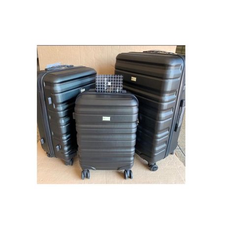 Conjunto 3 Malas Viagem Rígida Preta C/ Rodas Duplas 360º P, M, G de Bordo, média, grande Fibra ABS