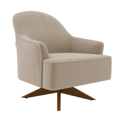 Poltrona Giratória 73cm Epic Veludo Bege - Sallar Home
