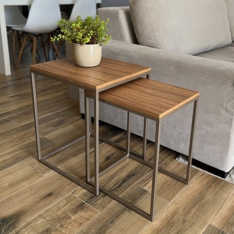 Conjunto de Mesas Ninho Atlanta Amadeirado - Champagne