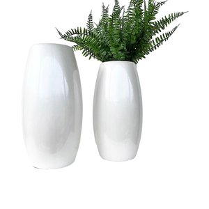 Decoração sala dupla vaso centro de mesa grande branco decor