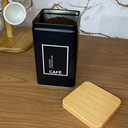 Ver imagem 3 de Kit 2 Porta Mantimento Decoração Espaço Café Tampa Bambu Cor:PRETO5803
