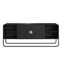 Ver imagem 2 de Rack Sala Orgânico 150cm 2 Portas Prateleiras e Pés em Metal Cor:nero com Preto