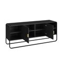 Ver imagem 4 de Rack Sala Orgânico 150cm 2 Portas Prateleiras e Pés em Metal Cor:nero com Preto