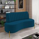 Ver imagem 2 de Sofá 2 Lugares Living 160cm Pé Ferro Dourado Maraú Veludo K01 - D\'rossi Cor Azul Marinho