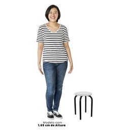 Banqueta Baixa Empilhável em Aço Maviê Sintético Branco/Preto - Mpozenato - 6