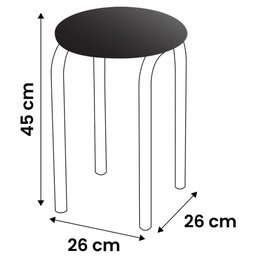 Banqueta Baixa Empilhável em Aço Maviê Sintético Branco/Preto - Mpozenato - 4