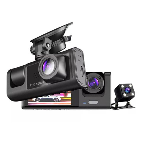 Câmera Monitor Veicular Dupla Frontal e Interna para Uber Full Hd 1080p